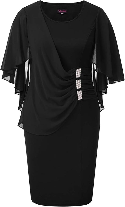 Hanna Nikole Women's Plus Size Chiffon Ruffle Dress for Elegance