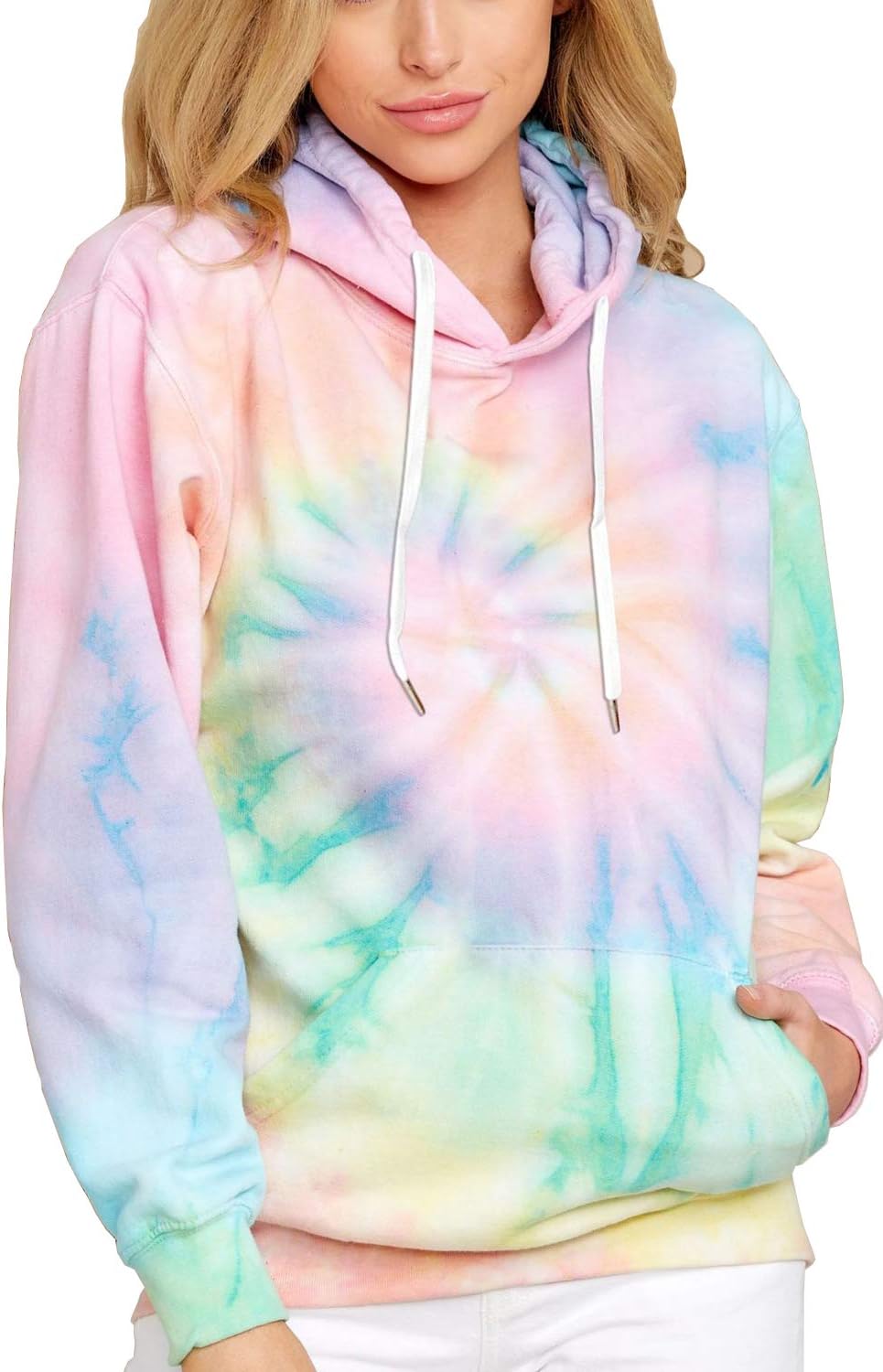 YOCUR Tie-Dye Lightweight Sweatshirt - Trendy Puff Sleeves