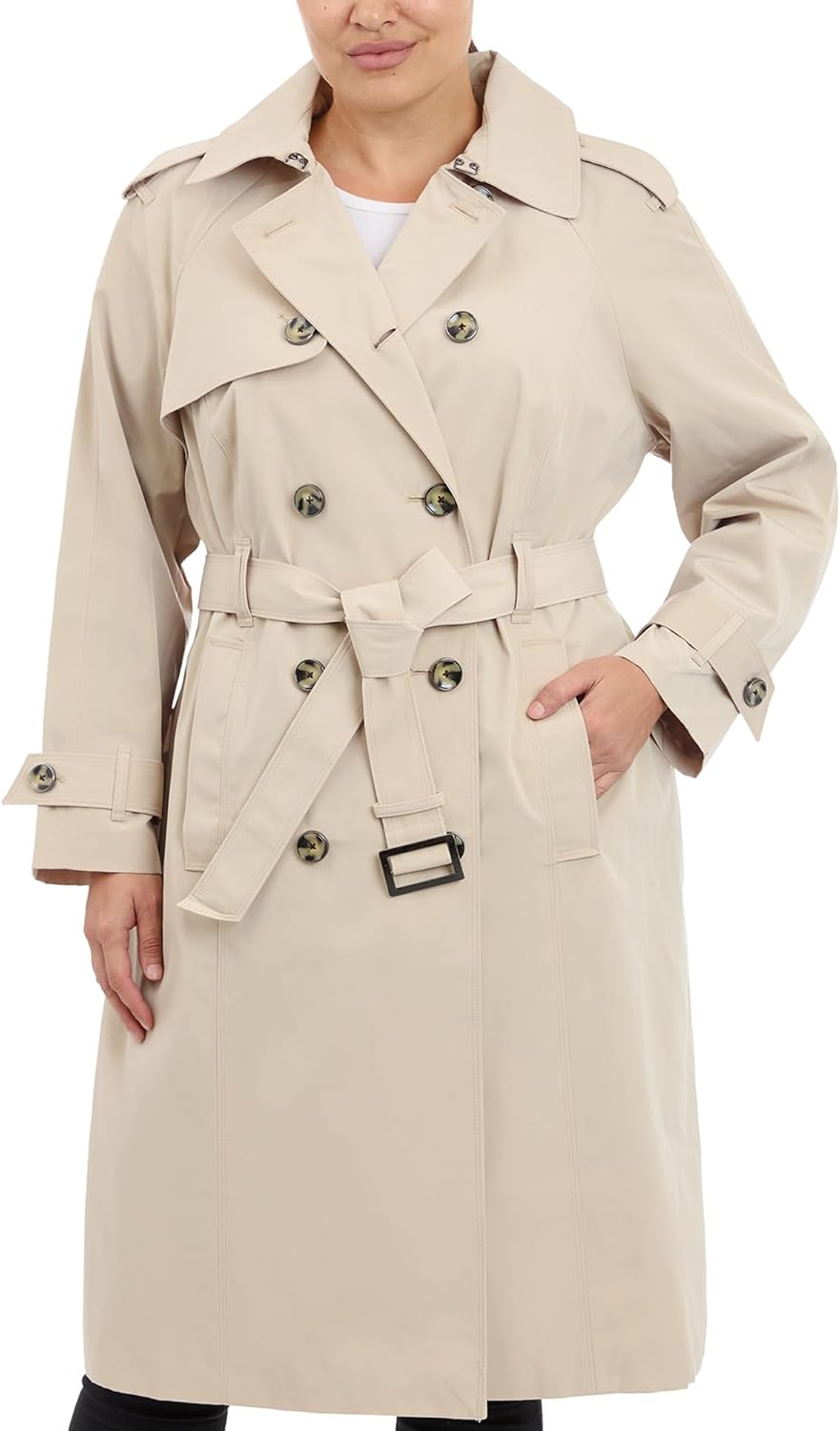 London Fog Women's 3/4 Length Double-Breasted Trench Coat