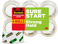Sure Start Packing Tape, Clear 6-Roll Pack - Quiet, Easy Start