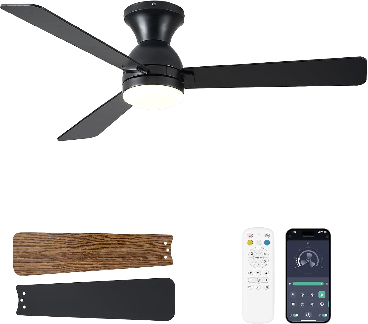 48 inch Low Profile Ceiling Fan with Light and Remote Control