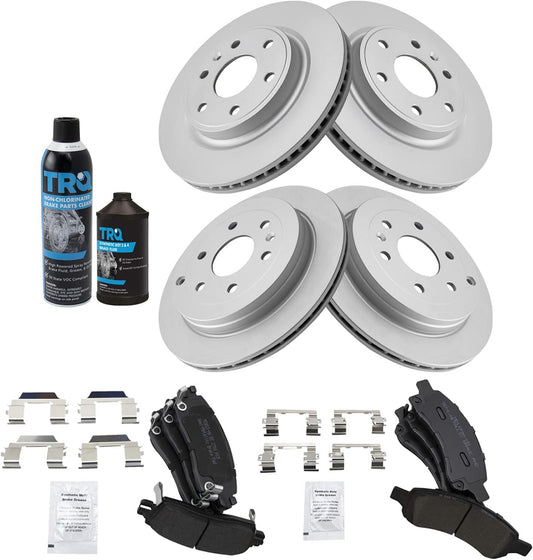 TRQ Semi-Metallic Brake Pad & Coated Rotor Kit for GMC Chevy