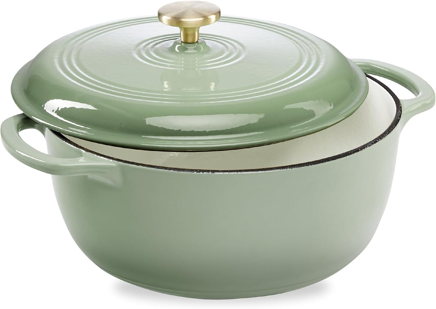 6 Quart Enamel Cast-Iron Round Dutch Oven for Family Cooking