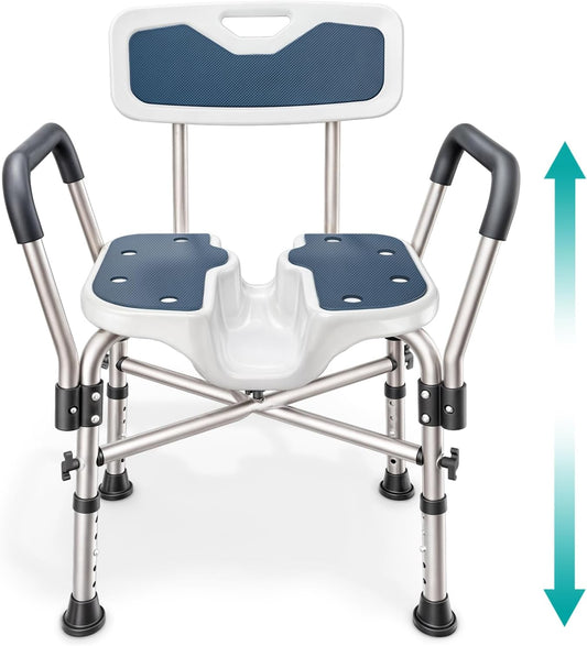 Heavy Duty Shower Chair with U-Shape Seat for Comfort and Safety