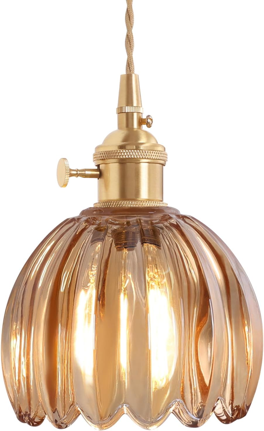 Mini Pendant Light with Amber Tulip Glass for Vintage Charm
