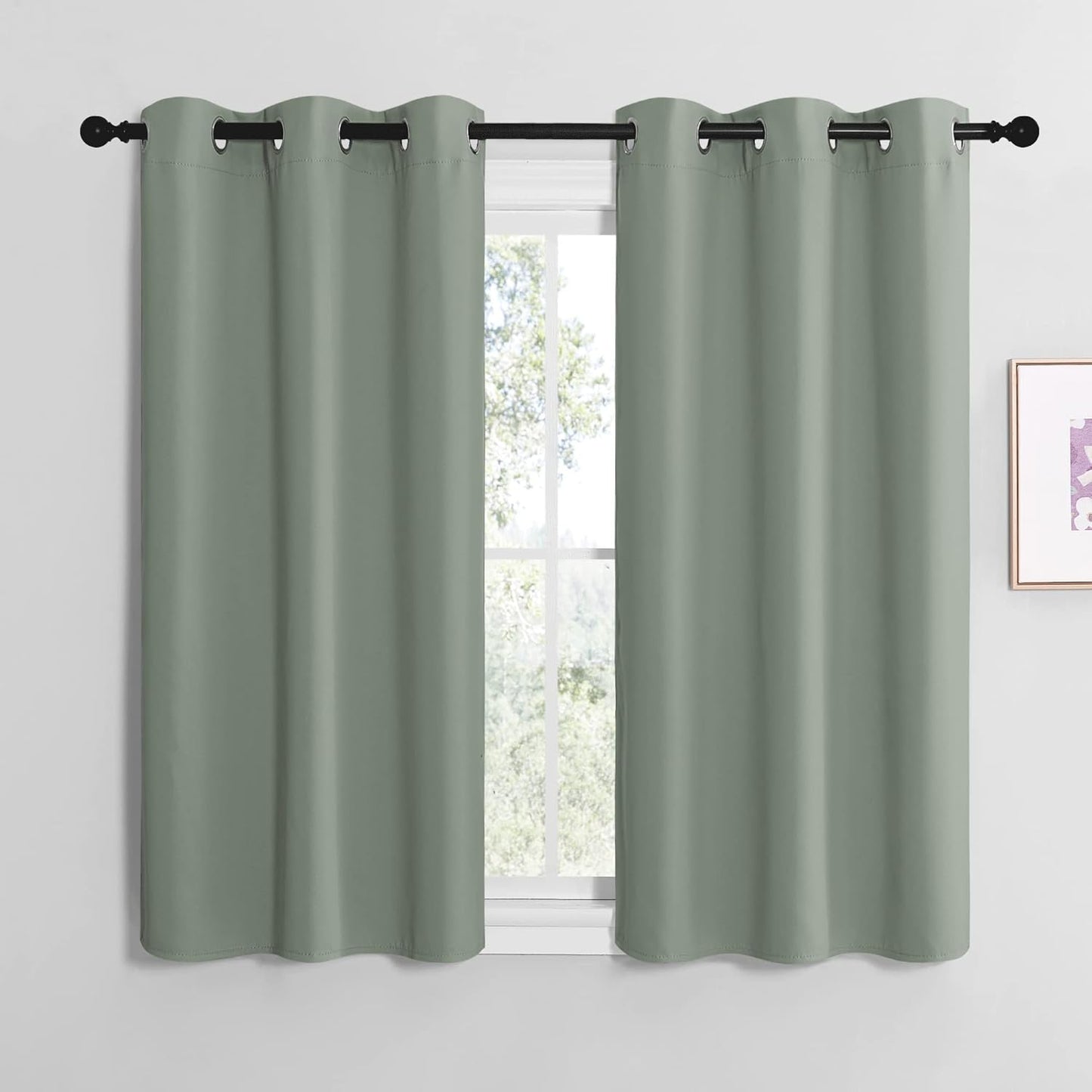 NICETOWN Greyish Green Room Darkening Curtains for Kitchen