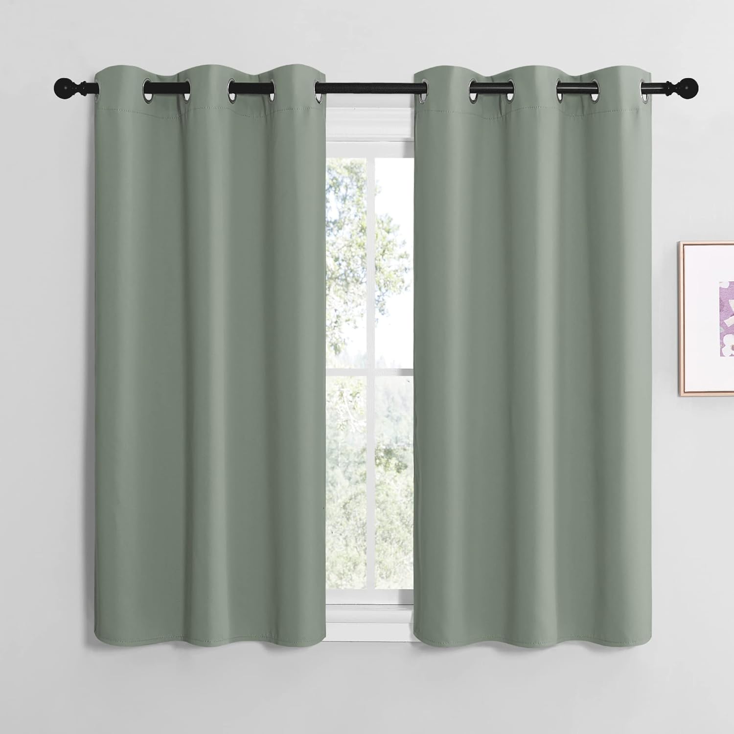 NICETOWN Greyish Green Room Darkening Curtains for Kitchen