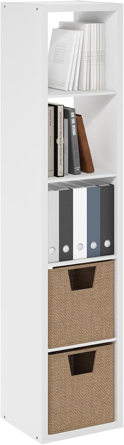 Furinno 5-Cube Vertical Storage Organizer for Modern Spaces