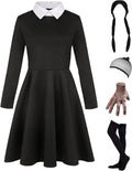 BesserBay Girl Halloween Peter Pan Collar Black Dress with High Socks