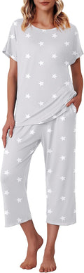 Ekouaer Women's Capri Pajama Sets Floral Print - Soft Cotton Capri Set