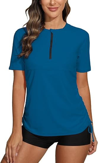 Halcurt Women's Half Zip Rashguard Shirt for Ultimate Sun Protection