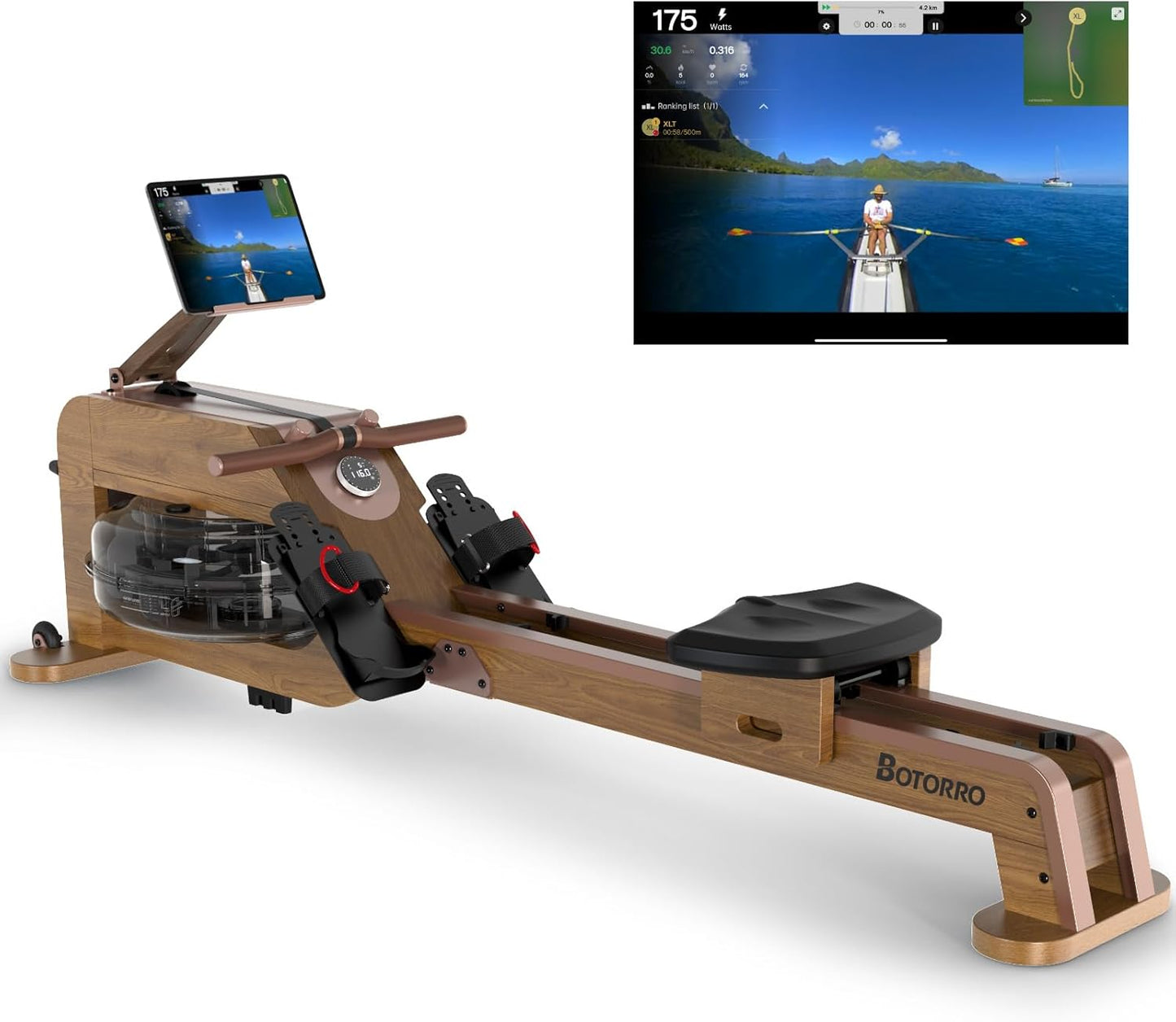 BOTORRO Water Rowing Machine: Max 330LBS Load, 6-Resistance Levels!
