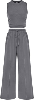PRETTYGARDEN 2 Piece Sets for Women Summer Ribbed Tank and Pants