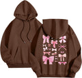 Hoodies For Teen Girls 2024 Cute Graphic Preppy Sweatshirt - Brown XL