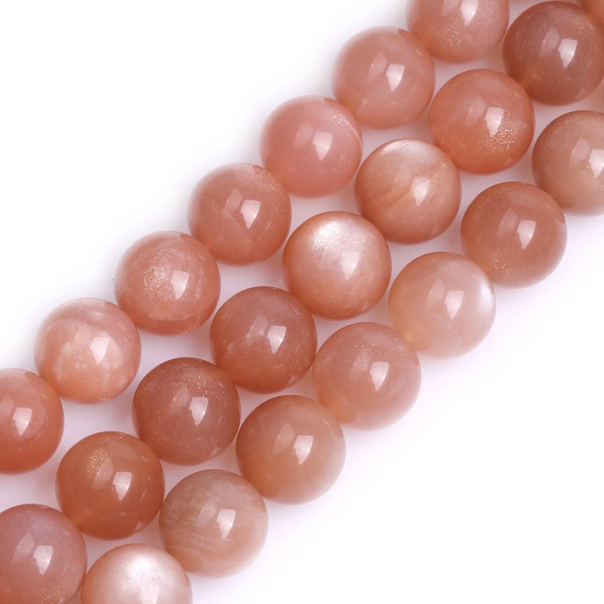 Gem-Inside 14mm Natural Stone Rainbow Orange Moonstone Beads