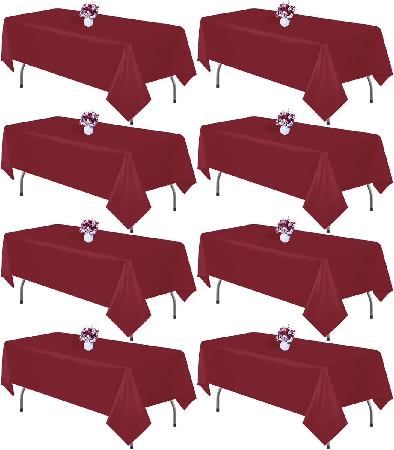 Burgundy Tablecloth Rectangle 60x126 Inch for 8ft Tables