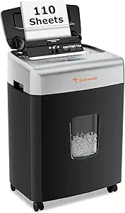 Bonsaii Office Paper Shredder: 110-Sheet Autofeed Heavy Duty