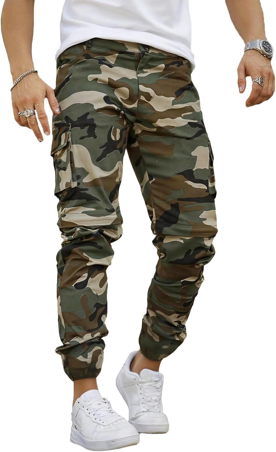 GINGTTO Mens Cargo Jogger Pants with Zipper Pockets for Comfort