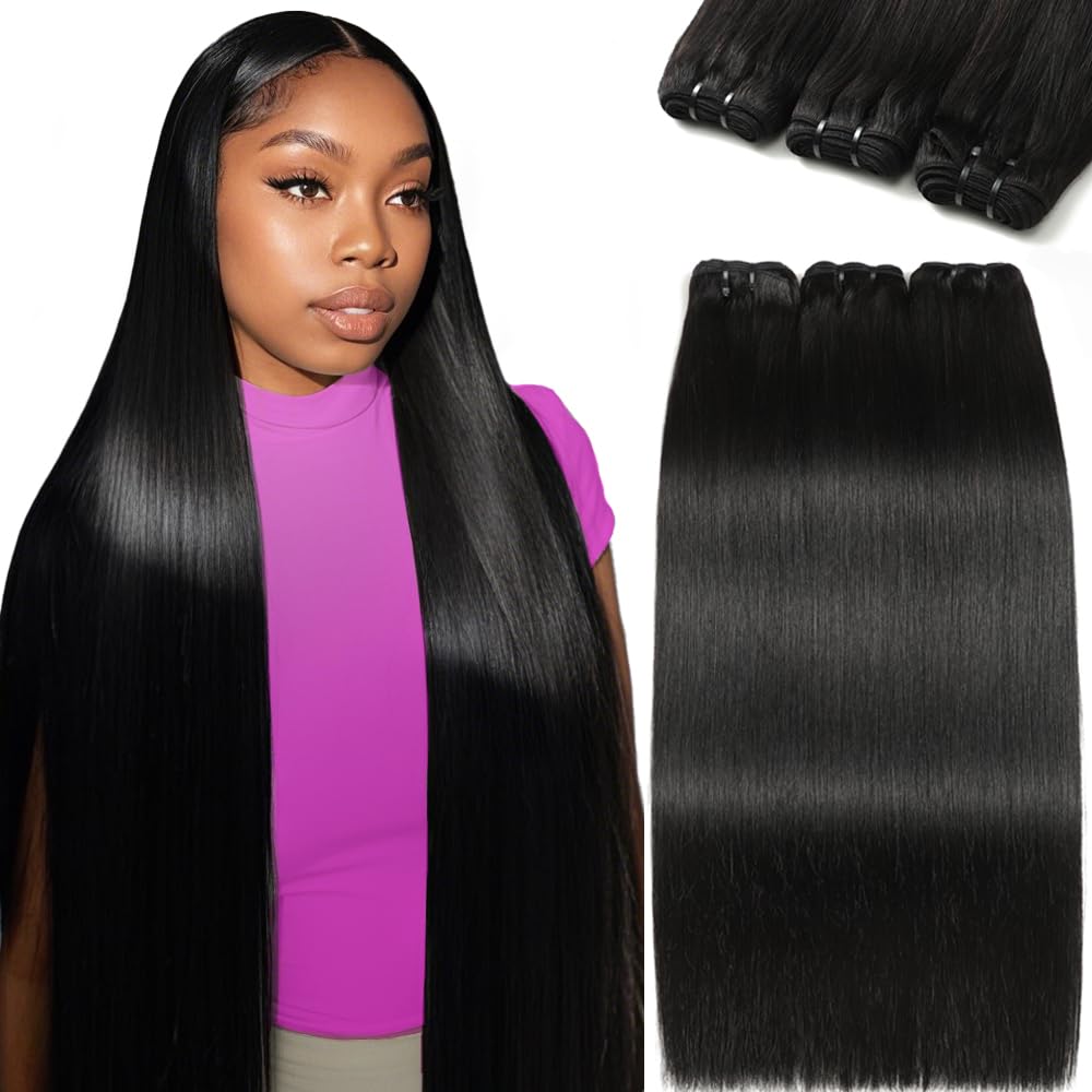 12A Human Hair Bundles for Quick Weave - Natural Black 20 22 24 in