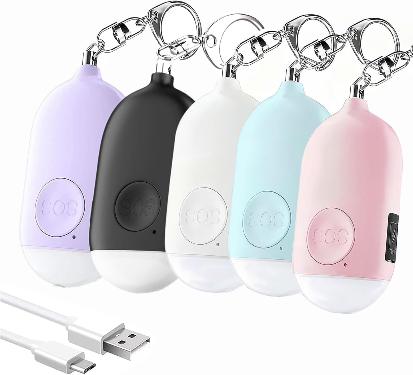 Hion Personal Safety Alarm for Women with LED Flashlight 5 Pack