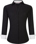 Womens Button Down Shirt Long Sleeve Work Dress Shirt - Stretchy V is