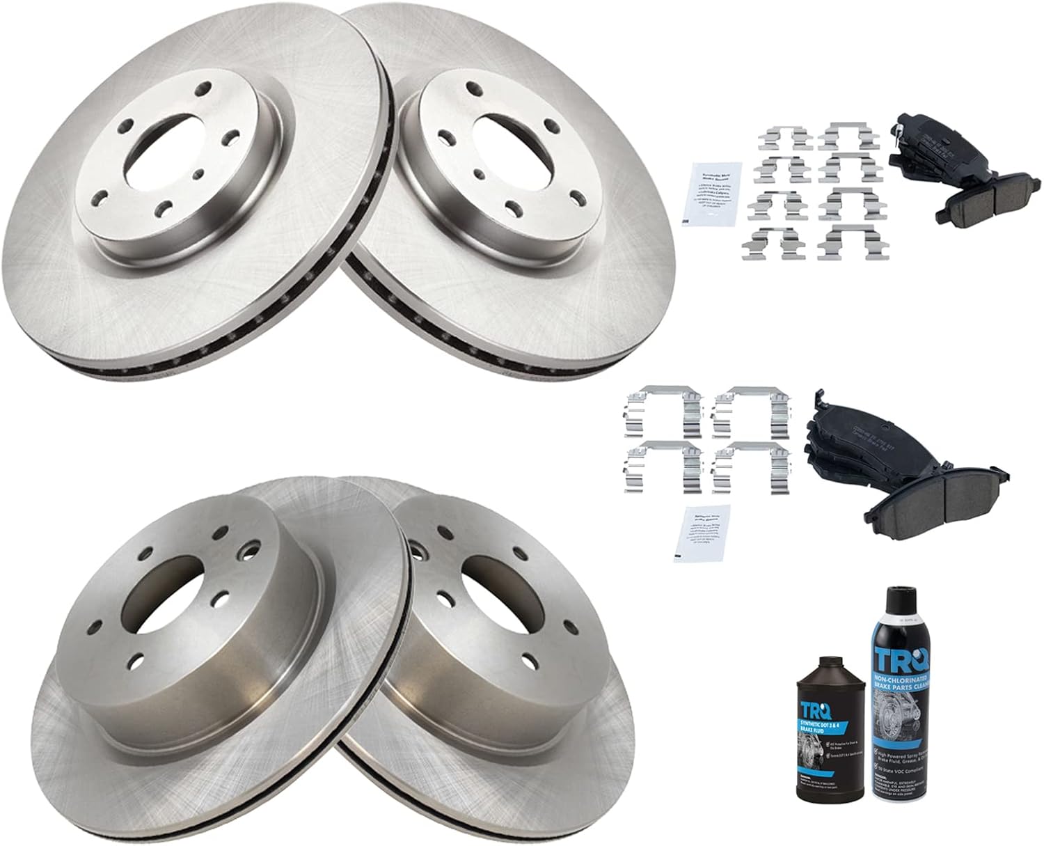 TRQ Front Rear Ceramic Brake Pad Rotor Kit for Nissan Infiniti