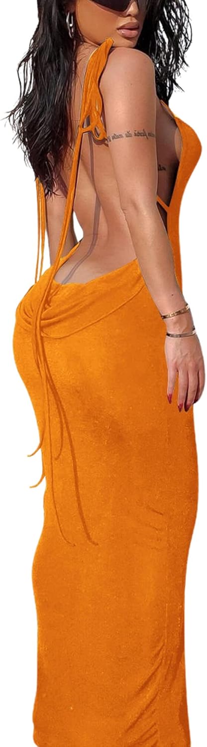 Doweha Women Backless Cowl Neck Cocktail Dress for Parties