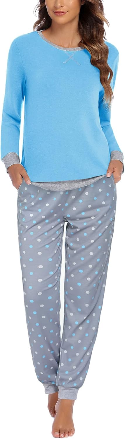 Ekouaer Pajamas for Women Long Sleeve Jogger Set with Pockets