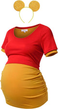 Bhome Maternity Shirt Short Sleeve Side Ruched Tee - Comfortable Fit