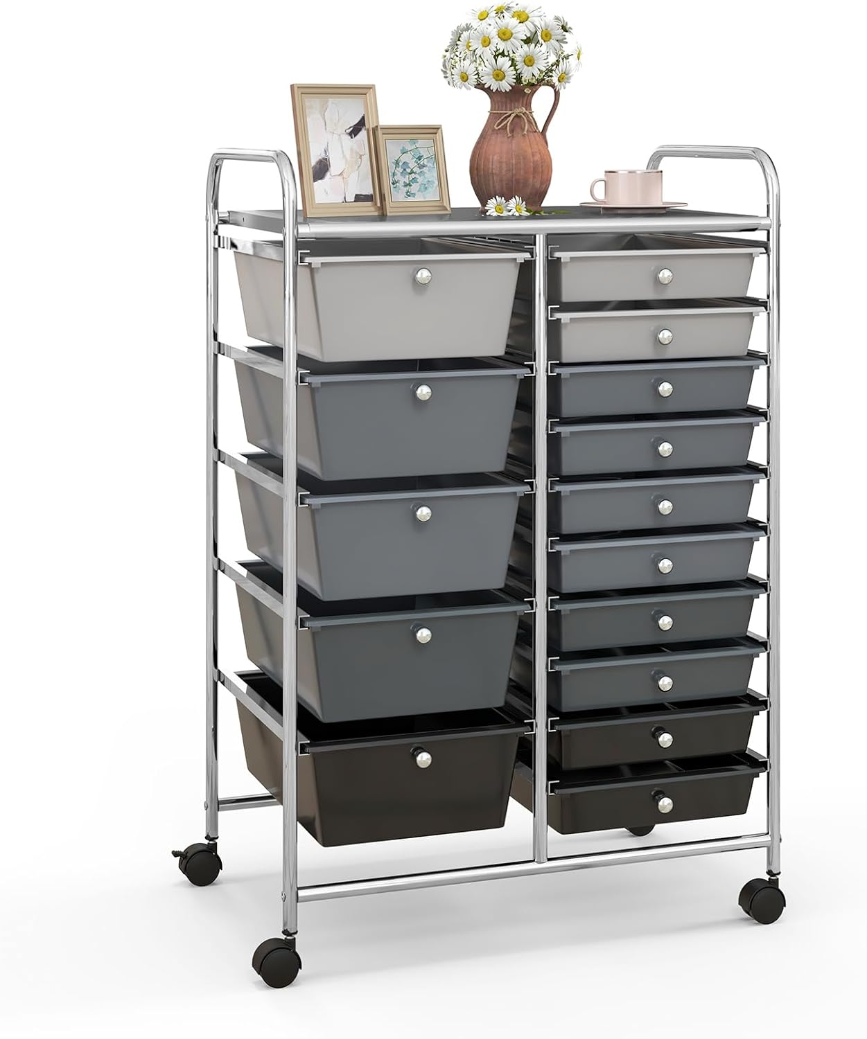 Giantex 15 Drawers Rolling Cart for Classroom and Home Use