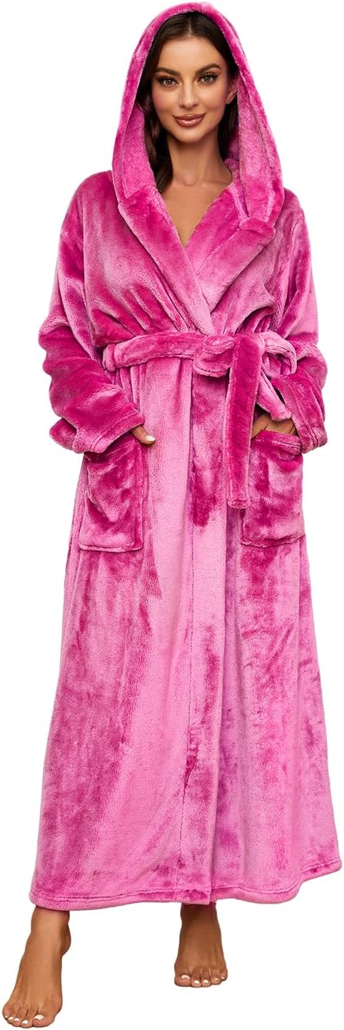 HEARTNICE Womens Long Hooded Plush Robe for Ultimate Warmth