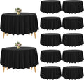 Round Black 90 in Tablecloth 12 Pack - Durable Polyester Linen