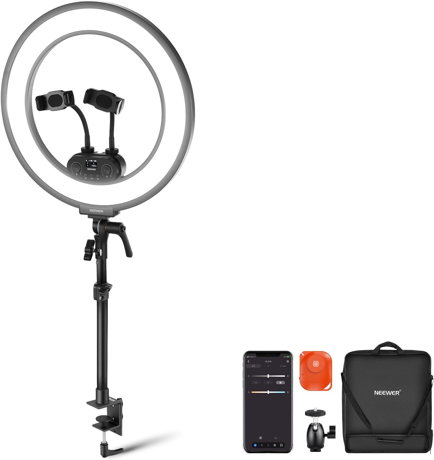 NEEWER RL45B 18 Inch Edge Lit Desk Ring Light for Streaming
