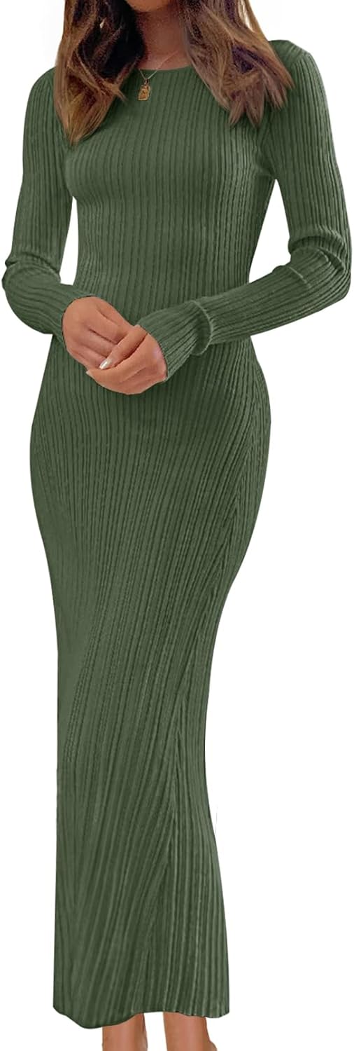 Stylish Long Sleeve Bodycon Sweater Dress for Fall and Winter