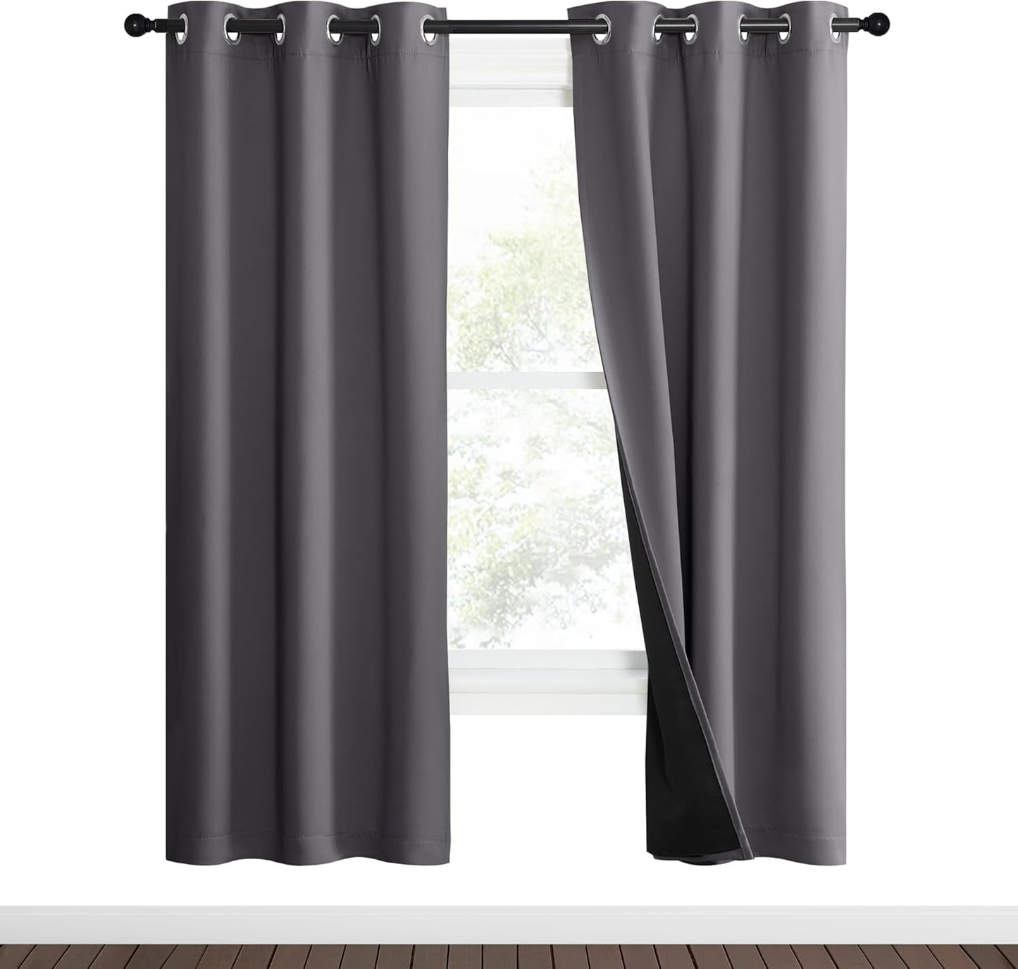 NICETOWN Grey Full Shade Curtain Panels for Energy Efficiency
