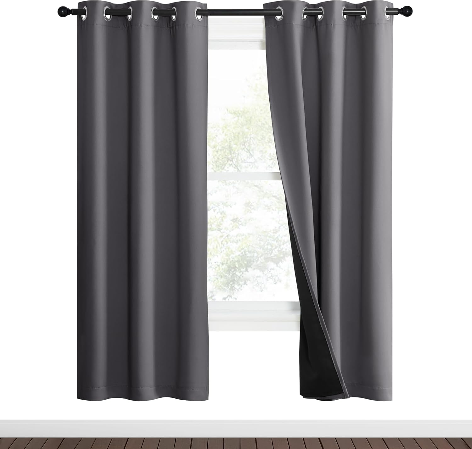 NICETOWN Grey Full Shade Curtain Panels for Energy Efficiency