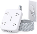 Surge Protector Power Strip with 2 USB C - Slim Flat Plug, 5 ft Cord