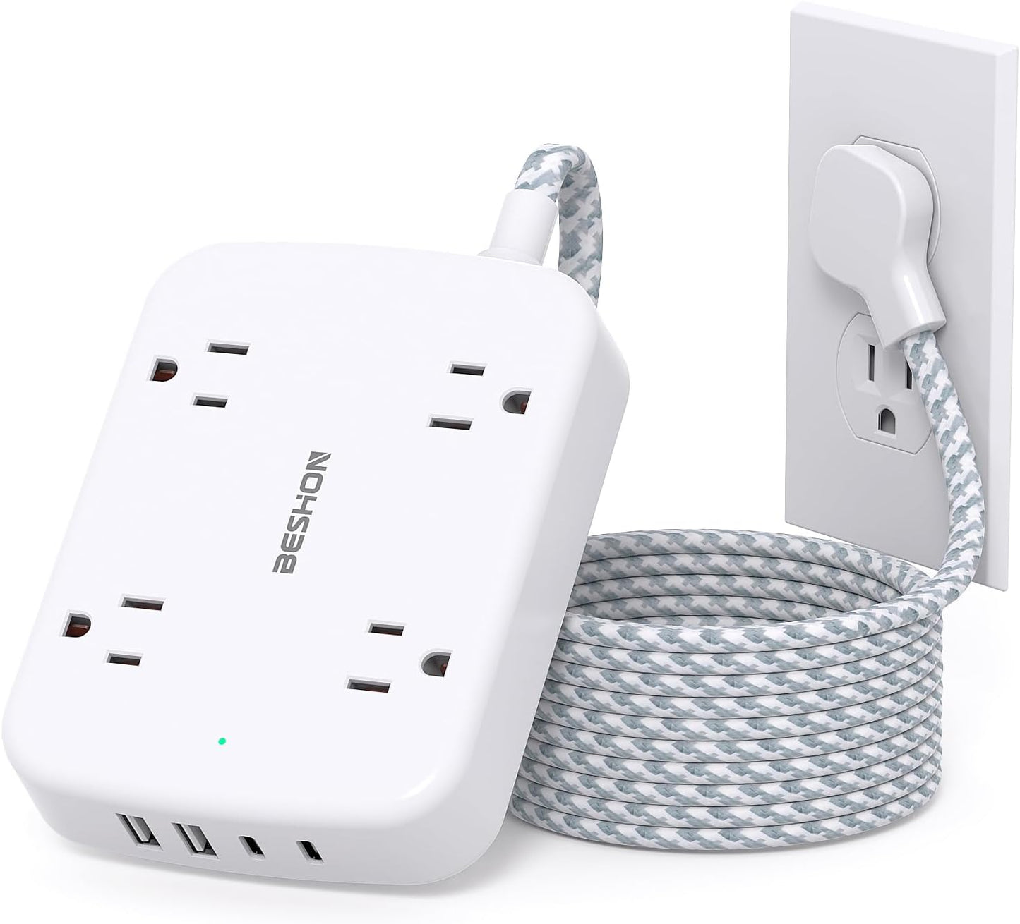 BESHON Surge Protector Power Strip - Fast Charging Outlet Extender