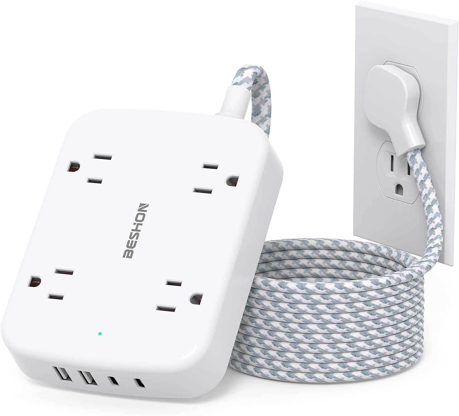 BESHON Surge Protector Power Strip - Fast Charging Outlet Extender