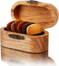 5 Natural Wood Guitar Picks Set with Display Box - Non-Slip & Durable
