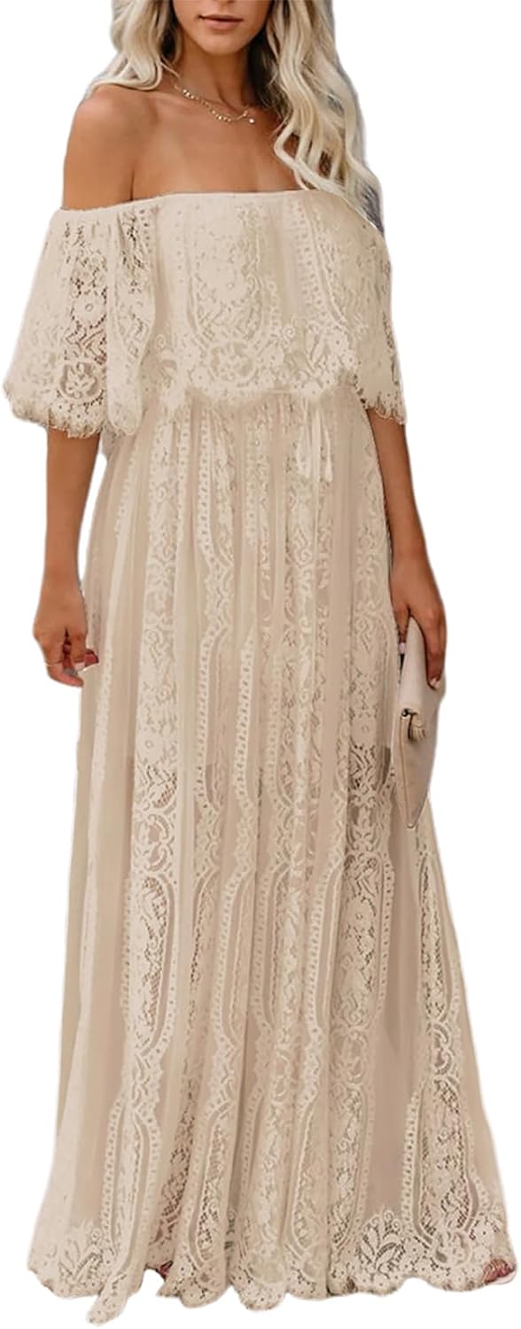 Stunning Off The Shoulder Floral Lace Maxi Dress for All Occasions