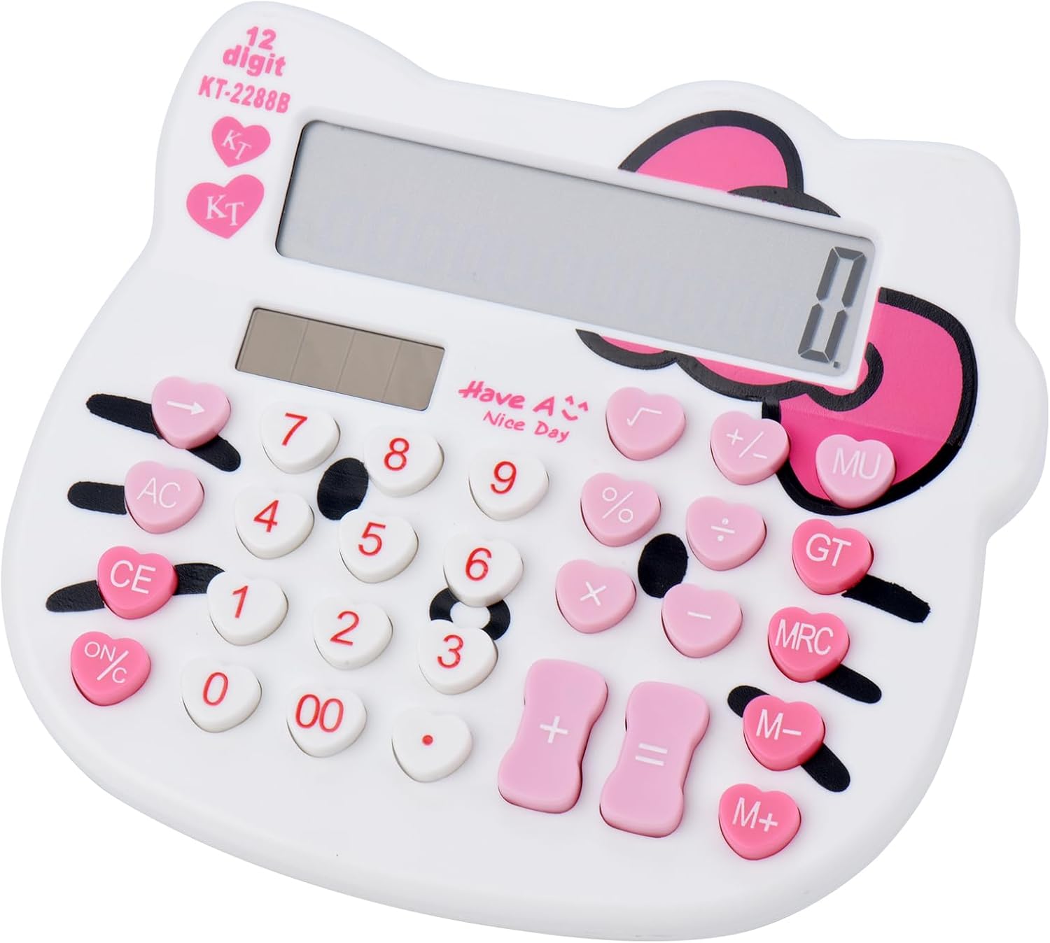 12-Digit Large LCD Desktop Calculator - Dual Power, Sensitive Buttons, Multi-Functional (White)