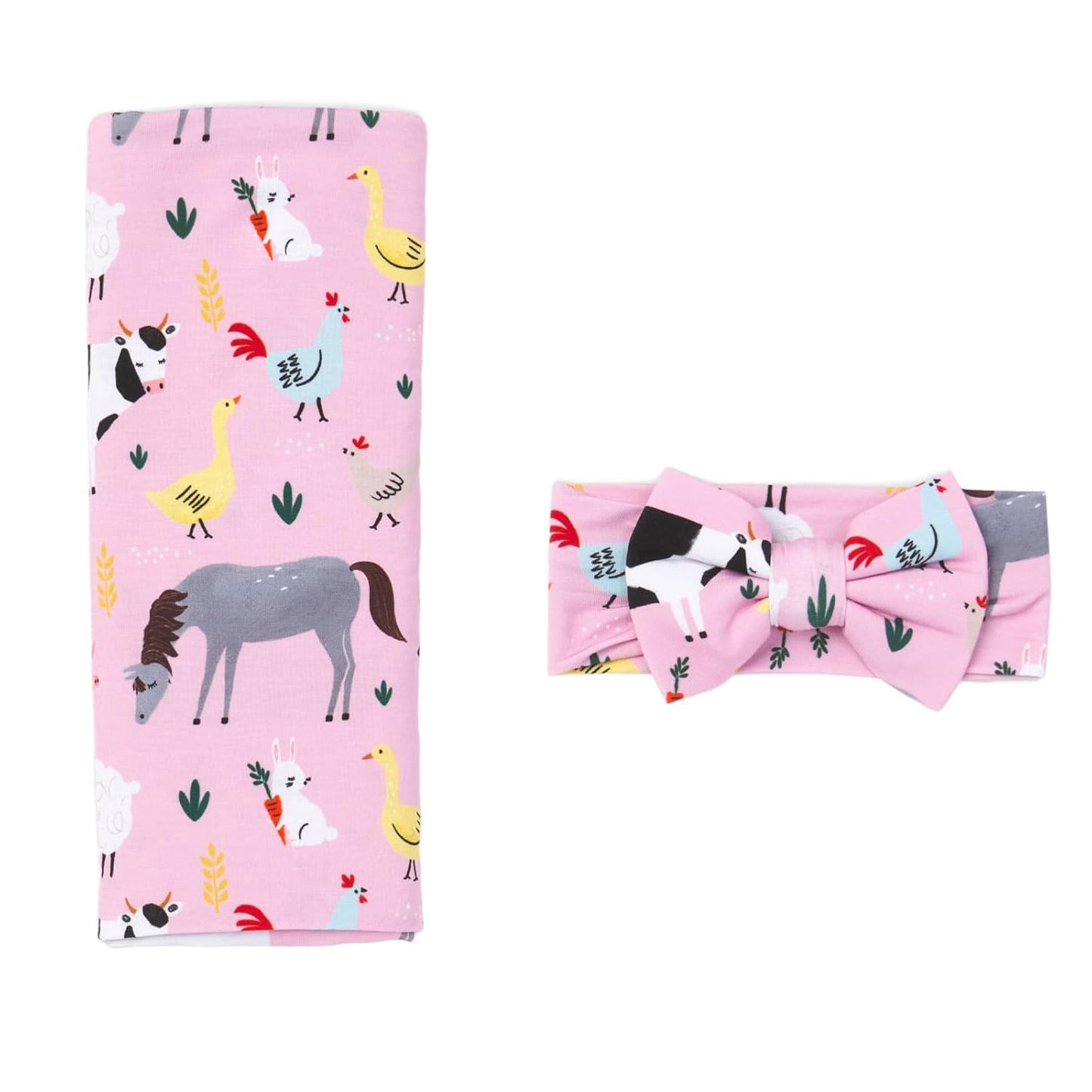 Little Sleepies Swaddle & Headband Bow Set for Newborn Girls