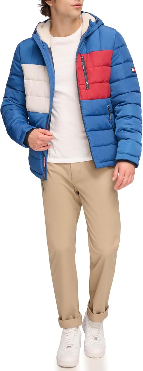 Tommy Hilfiger Midweight Sherpa Lined Hooded Puffer Jacket