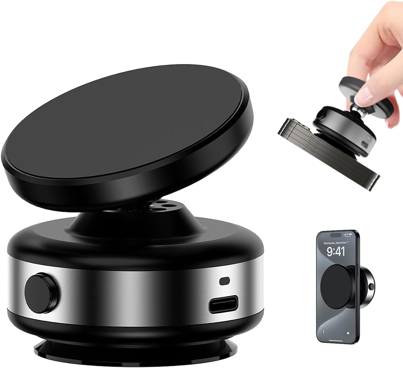 360 Magnetic Car Phone Holder, Magsafe Compatible, Silver