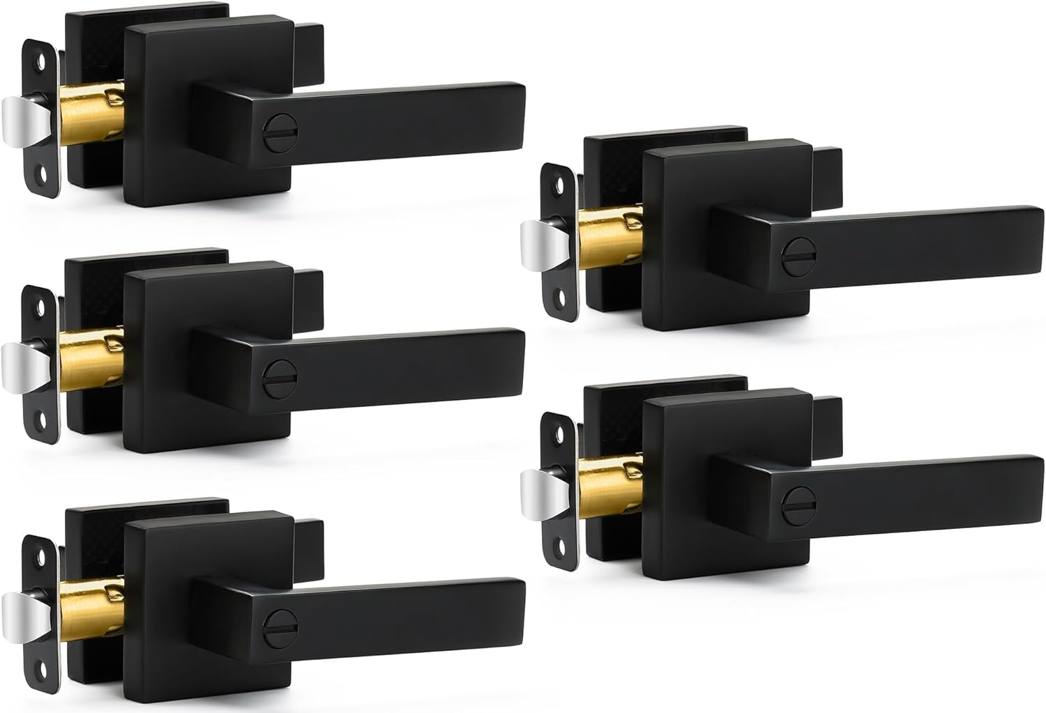 5 Pack Matte Black Door Handles for Privacy and Style
