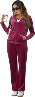 Velour Tracksuit Womens 2 Piece Zip Up Hoodie and Sweatpants Set 65%
