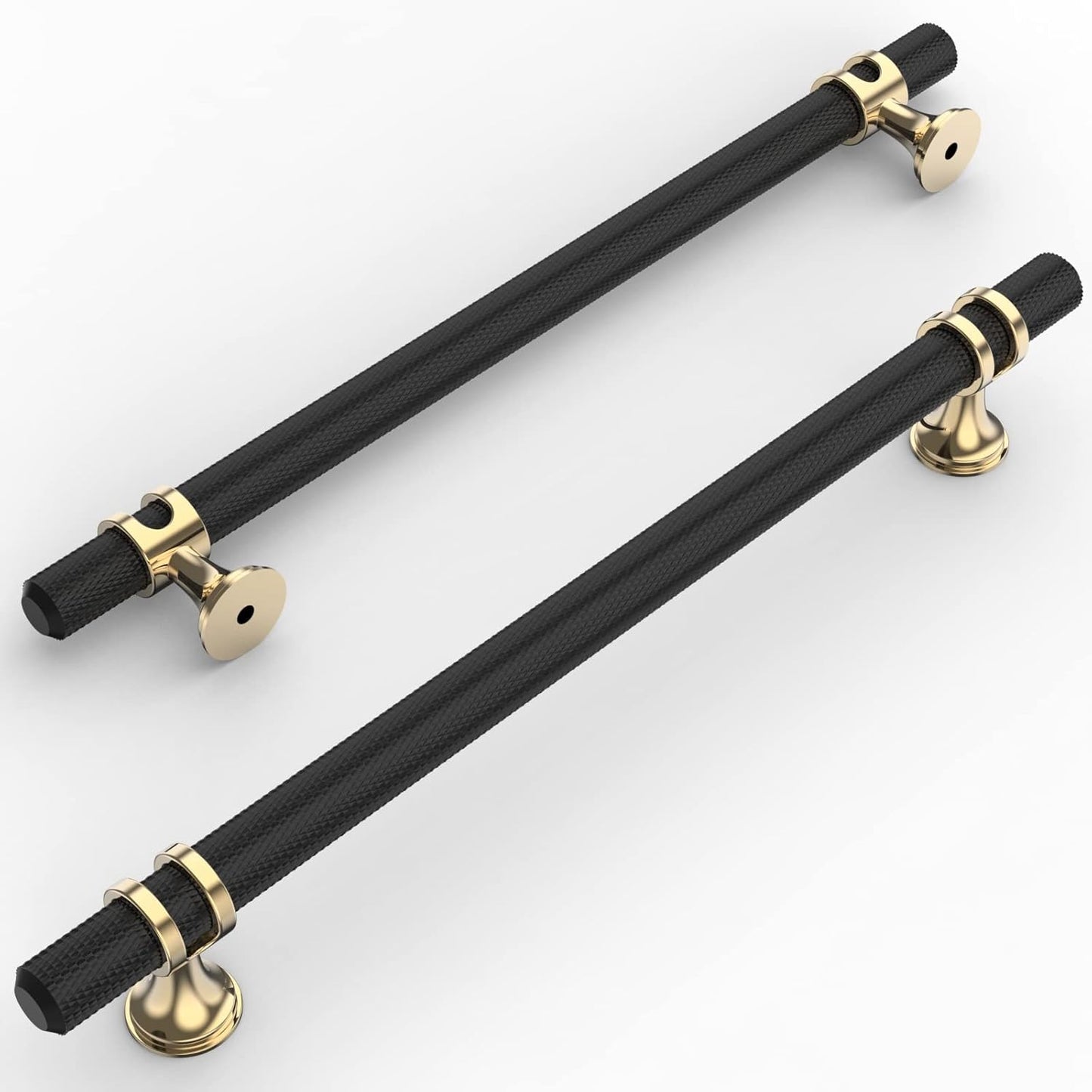 Amerdeco 10 Pack Knurled Matte Black Cabinet Pulls for Kitchen