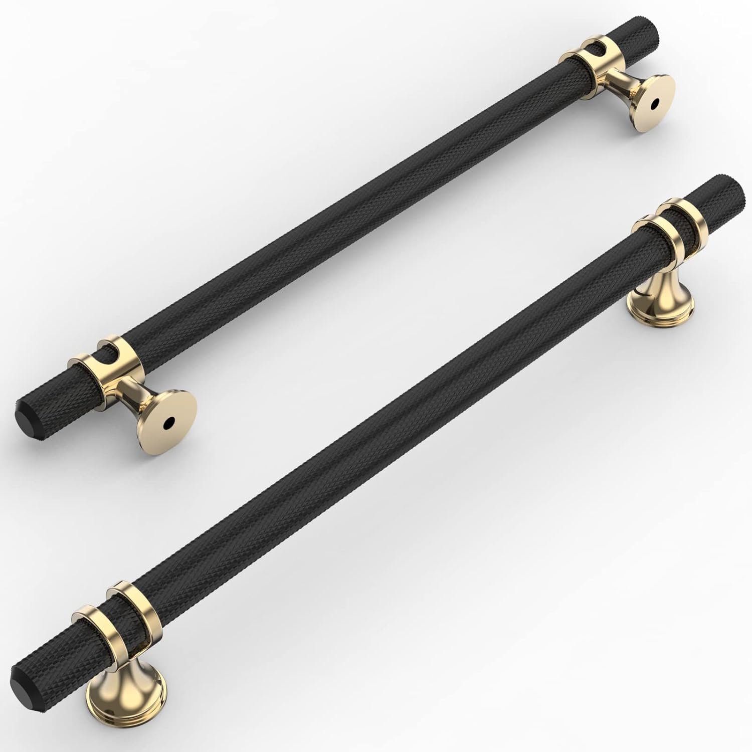 Amerdeco 10 Pack Knurled Matte Black Cabinet Pulls for Kitchen