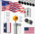 25FT Sectional Aluminum Flagpole with 3x5 USA Flag - Easy Install